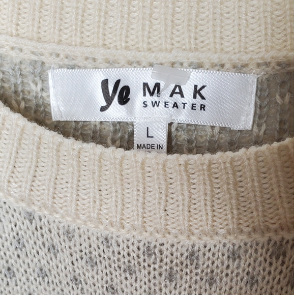 Deer jacquard cream womens holiday cozy  large jumper vintage style sweater 042 - Picture 3 of 8